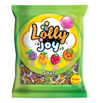 Lolly Joy Sour Lollipops 15pcs  120gm