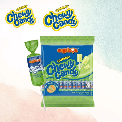 Sugalova Halal Gummy Chewy Candy Premium Assorted Flavours HAMI MELON 8GMx 12PCS 96GM