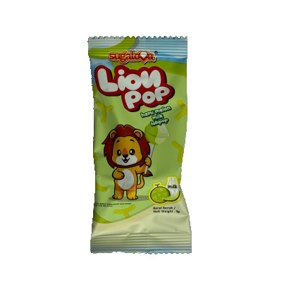 SUGALOVA LION POP HAMI MELON MILK LOLLIPOP 9GM X 20PCS 180GM