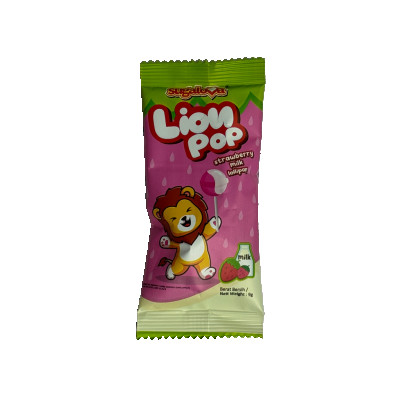 SUGALOVA LION POP STRAWBERRY LOLLIPOP 9GM X 20PCS 180GM