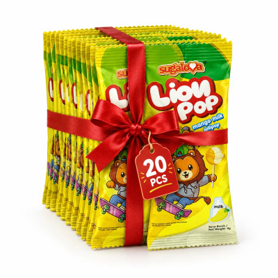 SUGALOVA LION POP MANGO MILK LOLLIPOP 9GM X 20PCS 180GM